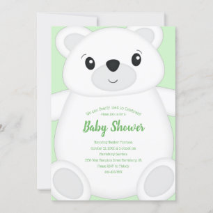 Green Polar Bear Baby Shower Invitation