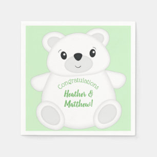 Green Polar Bear Baby Shower Napkin