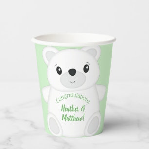 Green Polar Bear Baby Shower Paper Cups