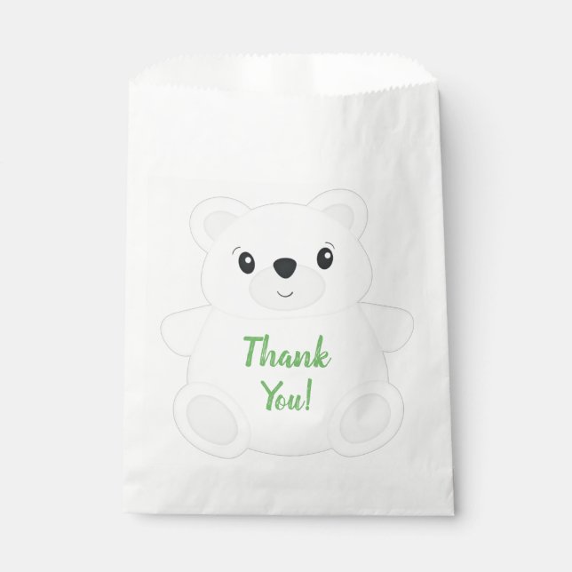 Green Polar Bear Birthday Party Favour Bag (Front)