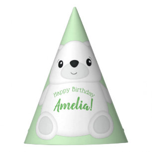 Green Polar Bear Birthday Party Hat