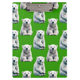 Green Polar Bear Pattern Design Clipboard