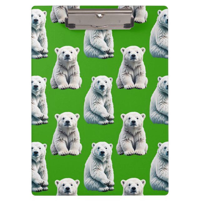 Green Polar Bear Pattern Design  Clipboard (Front)