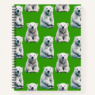 Green Polar Bear Pattern Design Notebook