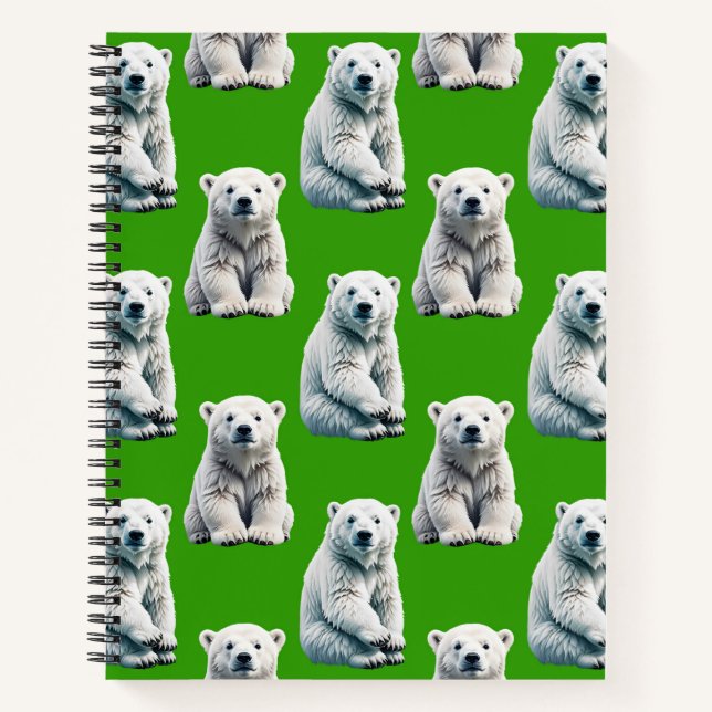 Green Polar Bear Pattern Design  Notebook (Front)