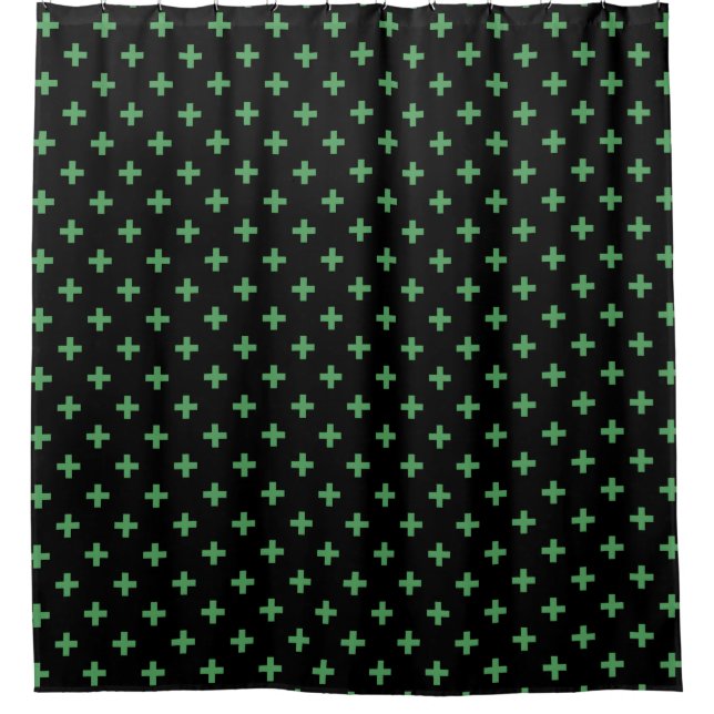 Green polka crosses on black (Front)