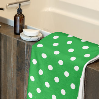 Green Polka Dot Bath Towel Set
