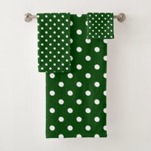 Green Polka Dot Bath Towel Set
