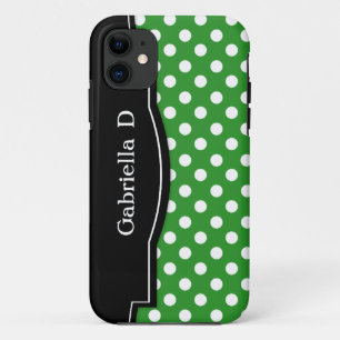 Green Polka Dot Black Frame iPhone 5 case