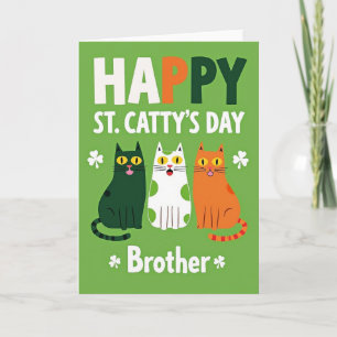 Green Polka Dot Cats Day Card