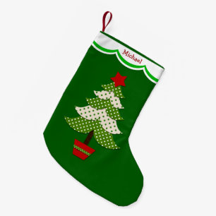 Green Polka Dot Christmas Tree Personalized Small Christmas Stocking
