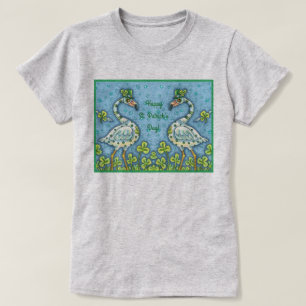 GREEN POLKA DOT FLAMINGOS, FUNNY ST. PATRICK'S DAY T-Shirt