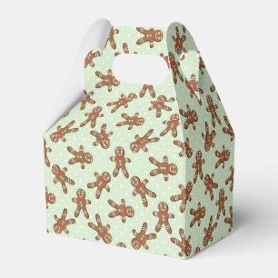 Green Polka Dot Gingerbread Man Christmas Cookie Favor Box