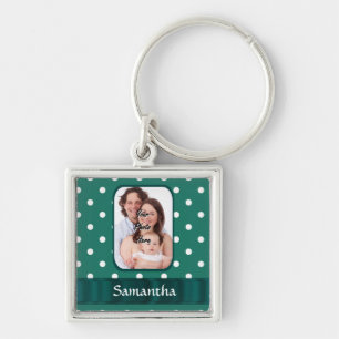 Green polka dot keychain
