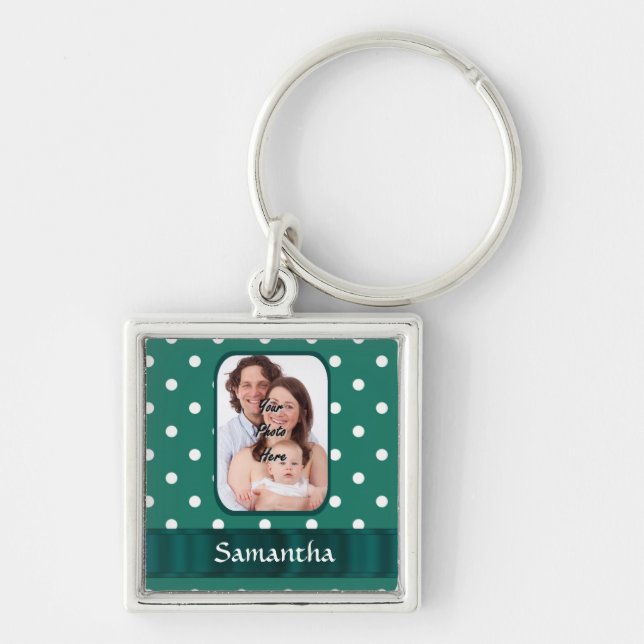 Green polka dot keychain (Front)