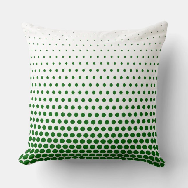 Green Polka Dot Modern White Throw Pillow (Front)