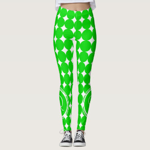 Green Polka Dot Monogram Leggings