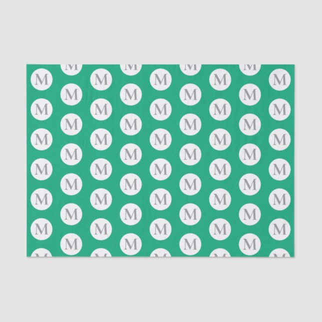 Green Polka Dot Monogram Tote Tissue Paper (Front)