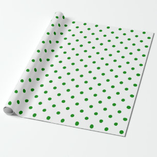 Green Polka Dot on White Large Space Wrapping Paper
