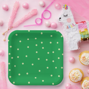 Green Polka Dot Pattern Paper Plate