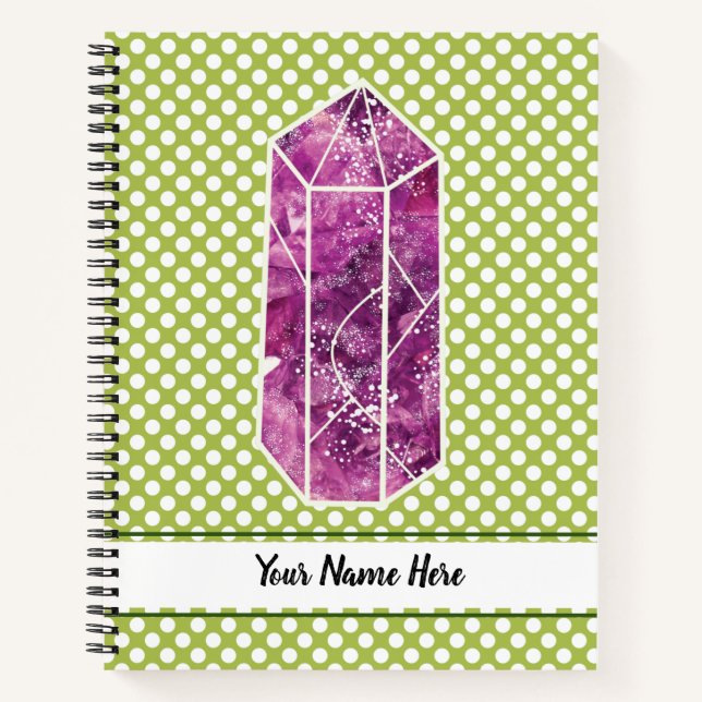 Green Polka Dot Red Wine Diamond Personalized Notebook (Front)