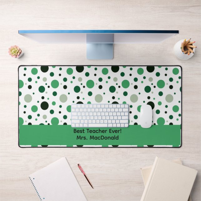 Green Polka dot teacher appreciation gift Desk Mat (Office 1)