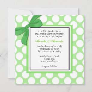 Green Polka Dot Wedding Invitation