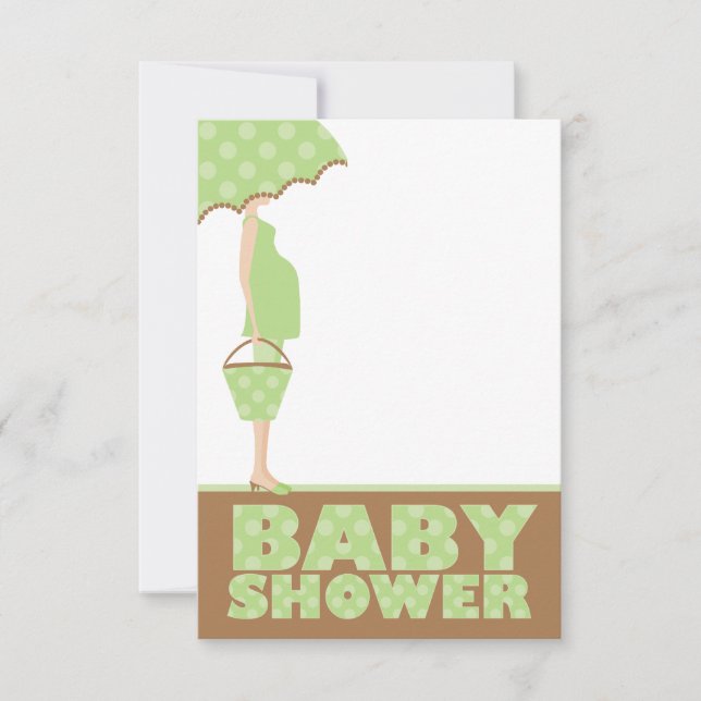 Green Polka Dots Baby Shower Invitations (Front)