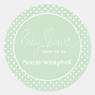 Green Polka Dots Baby Shower Mom Classic Round Sticker