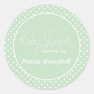 Green Polka Dots Baby Shower Mom Classic Round Sticker
