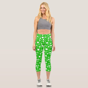 Green Polka Dots Capri Leggings
