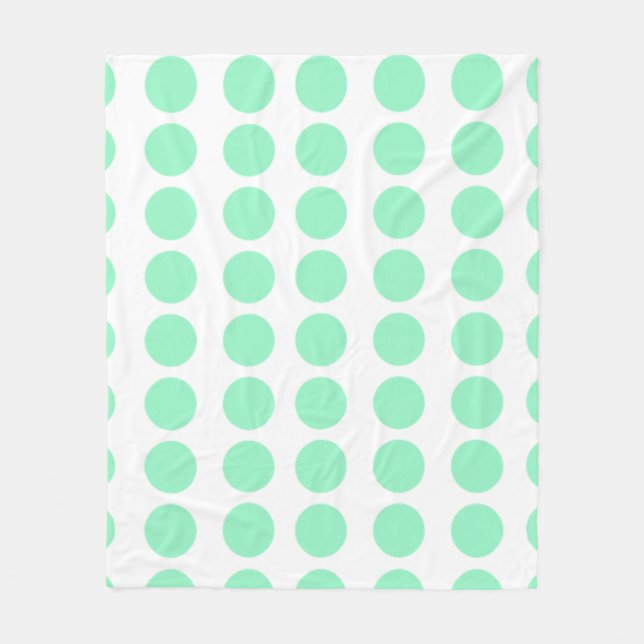 Green Polka Dots Design Fleece Blanket (Front)