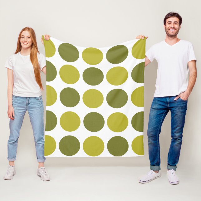 Green Polka Dots  Fleece Blanket (In Situ)