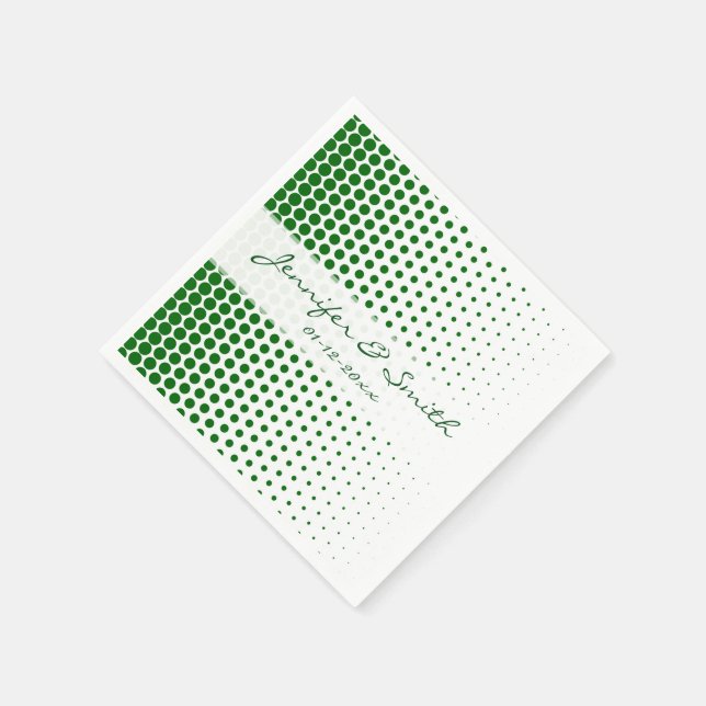 Green Polka Dots Modern White Napkin (Corner)
