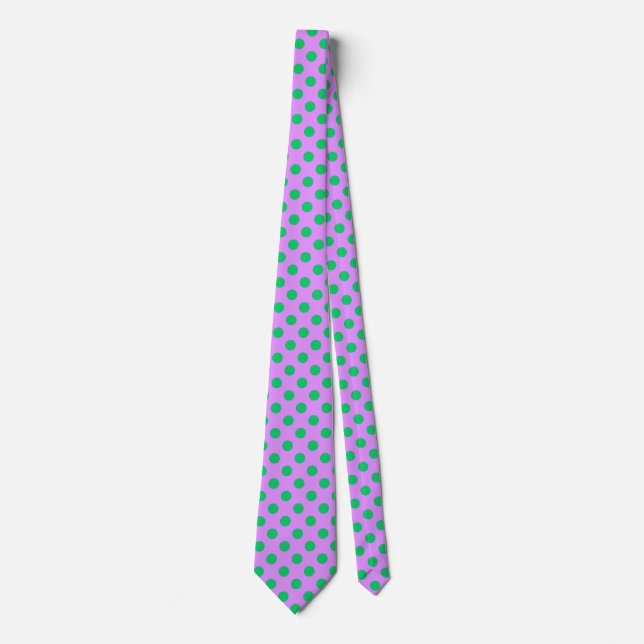 Green polka dots on lilac tie (Front)