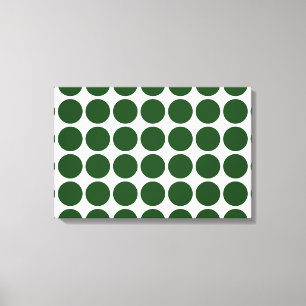 Green Polka Dots on White Canvas Print