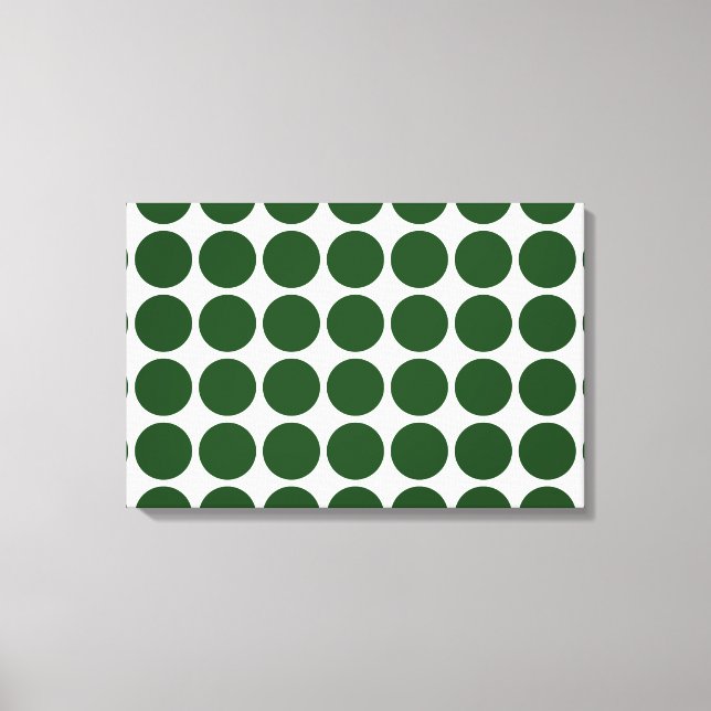 Green Polka Dots on White Canvas Print (Front)