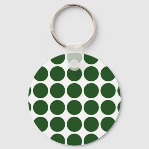 Green Polka Dots on White Keychain