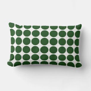 Green Polka Dots on White Lumbar Pillow