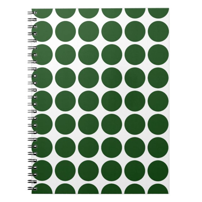 Green Polka Dots on White Notebook (Front)