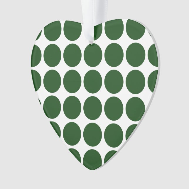 Green Polka Dots on White Ornament (Front)
