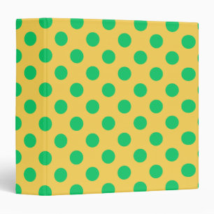 Green polka dots on yellow binder