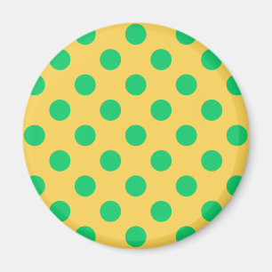 Green polka dots on yellow magnet