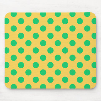 Green polka dots on yellow mouse pad