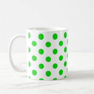 Green Polka Dots Pattern on White Background  Coffee Mug