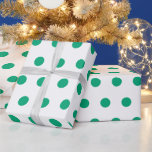 Green Polka Dots Pattern St Patrick's Day Custom Wrapping Paper<br><div class="desc">Designed with green patterns in solid white background. You may change to any background colour as you wish. Great for birthdays,  holidays or any celebrations or events!</div>