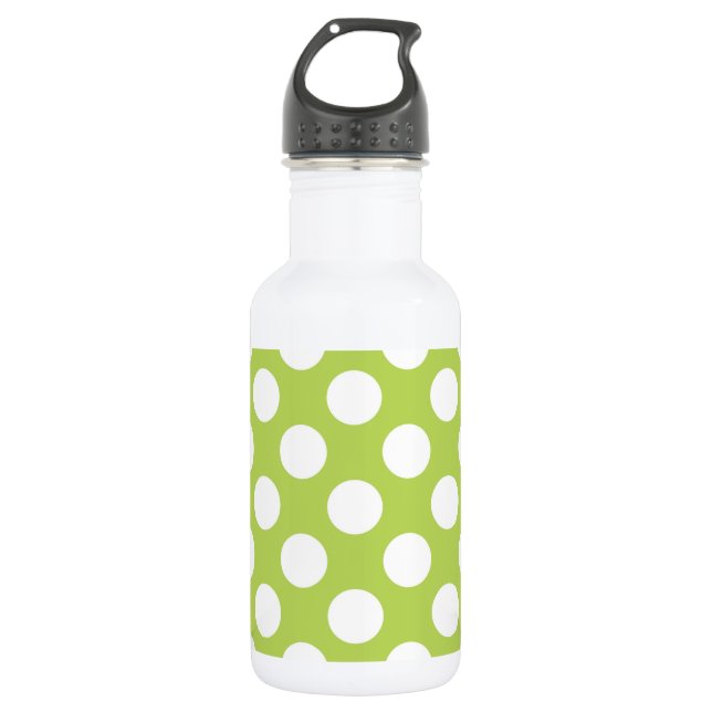 Green Polka Dots, Polka Dot Pattern, Dots, Dotted 532 Ml Water Bottle (Front)