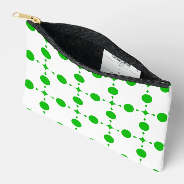 Green Polka Dots, Polka Dot Pattern, Dots, Dotted Accessory Pouch (Open)