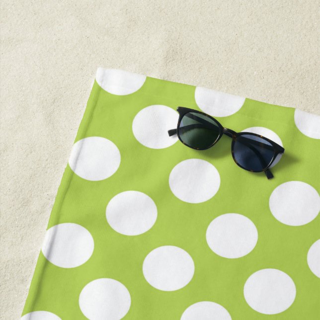 Green Polka Dots, Polka Dot Pattern, Dots, Dotted Beach Towel (In Situ)