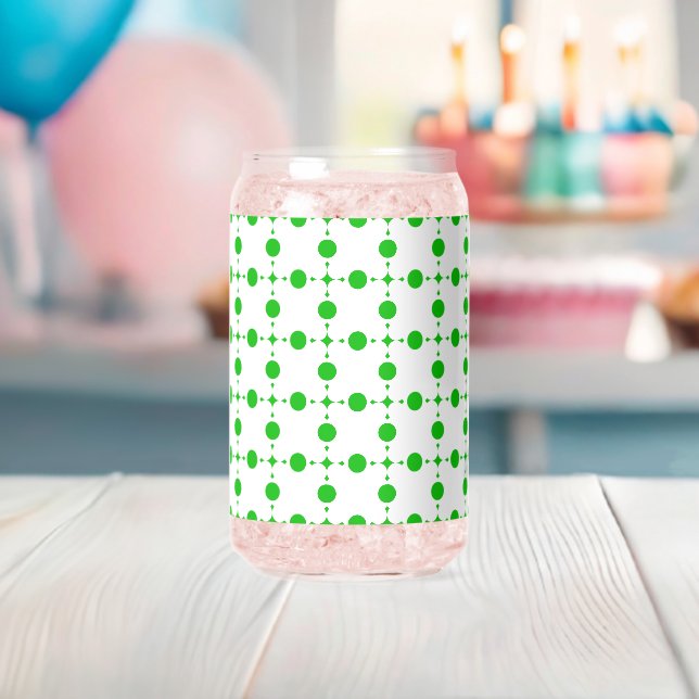 Green Polka Dots, Polka Dot Pattern, Dots, Dotted Can Glass (Insitu (Baby Shower))